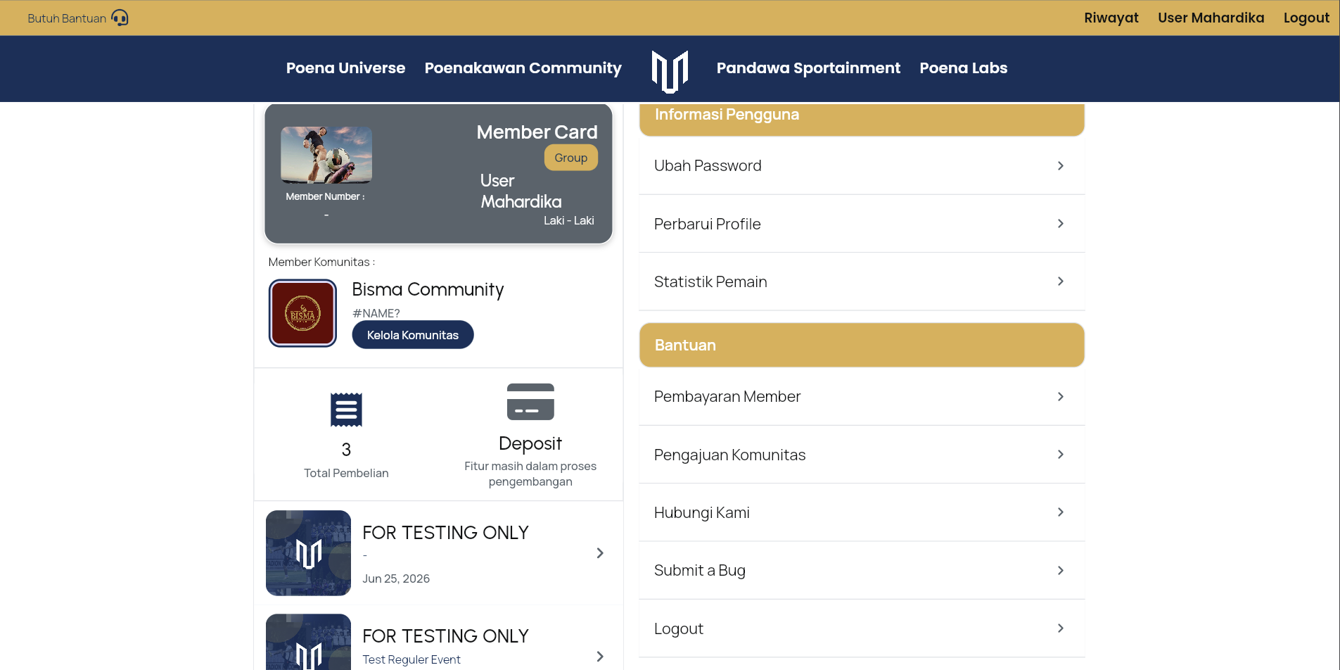 Dashboard Penilaian Pemain